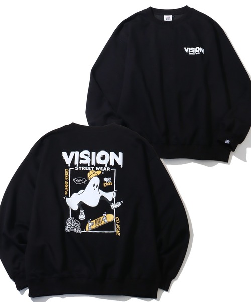 VISION STREET WEAR（ヴィジョンストリートウェア）の「【VISION STREET WEAR/ヴィジョンストリートウェア】Ghost drip logo crewneck sweat/ゴースト バックプリント クルーネック スウェット トレーナー（スウェット・メンズ・ライトグレー/ブラック/グレー系1/ホワイト・LL/L/M）」の2枚目の写真