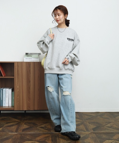 VISION STREET WEAR（ヴィジョンストリートウェア）の「【VISION STREET WEAR/ヴィジョンストリートウェア】Ghost drip logo crewneck sweat/ゴースト バックプリント クルーネック スウェット トレーナー（スウェット・メンズ・ライトグレー/ブラック/グレー系1/ホワイト・LL/L/M）」の9枚目の写真