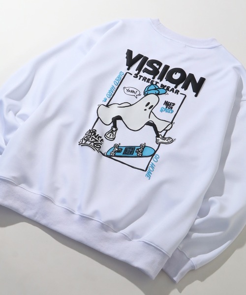 VISION STREET WEAR（ヴィジョンストリートウェア）の「【VISION STREET WEAR/ヴィジョンストリートウェア】Ghost drip logo crewneck sweat/ゴースト バックプリント クルーネック スウェット トレーナー（スウェット・メンズ・ライトグレー/ブラック/グレー系1/ホワイト・LL/L/M）」の10枚目の写真