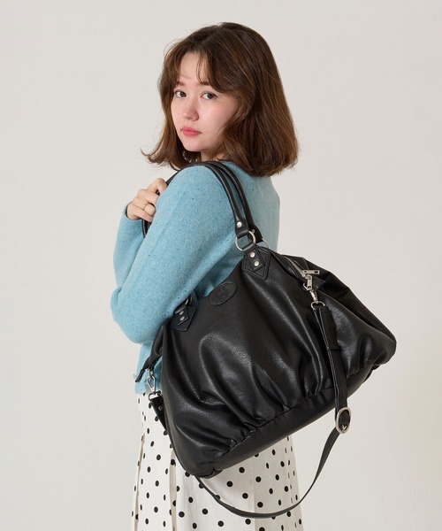 TINA：JOJUN（ティーナジョジュン）の「エディターズ バッグ TINA：JOJUN（ショルダーバッグ・レディース・パープル系その他/ブラック・F）」の9枚目の写真