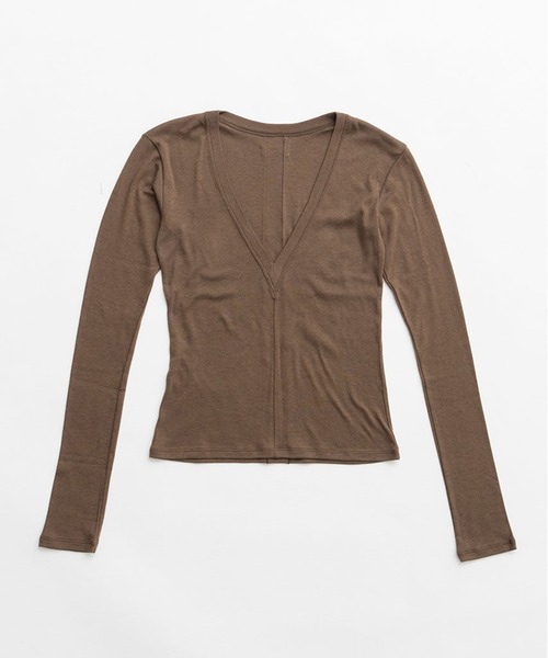 PRANK PROJECT（プランクプロジェクト）の「【2026Spring Pre-Order】ディープVネックトップ / Deep V-Neck Top（Tシャツ/カットソー・レディース・ブラック/ブラウン/レッド・FREE）」の22枚目の写真