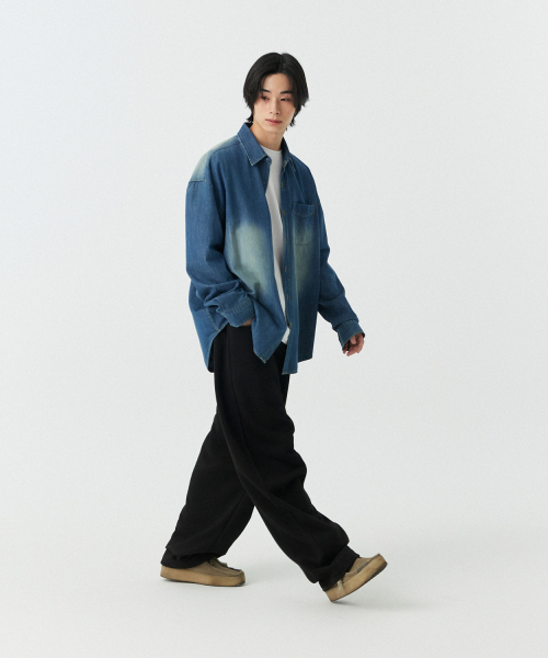STENDS（ステンズ）の「[M~4XL] フェードウォッシングデニムシャツ_ブルー（シャツ/ブラウス・レディース・その他・XX-LARGE/XXX-LARGE/LARGE/MEDIUM/X-LARGE/XXXX-LARGE）」の5枚目の写真