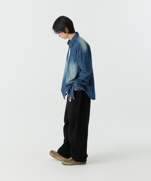 STENDS（ステンズ）の「[M~4XL] フェードウォッシングデニムシャツ_ブルー（シャツ/ブラウス・レディース・その他・XX-LARGE/XXX-LARGE/LARGE/MEDIUM/X-LARGE/XXXX-LARGE）」の4枚目の写真