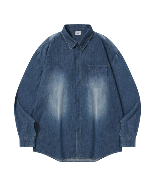 STENDS（ステンズ）の「[M~4XL] フェードウォッシングデニムシャツ_ブルー（シャツ/ブラウス・レディース・その他・XX-LARGE/XXX-LARGE/LARGE/MEDIUM/X-LARGE/XXXX-LARGE）」の3枚目の写真