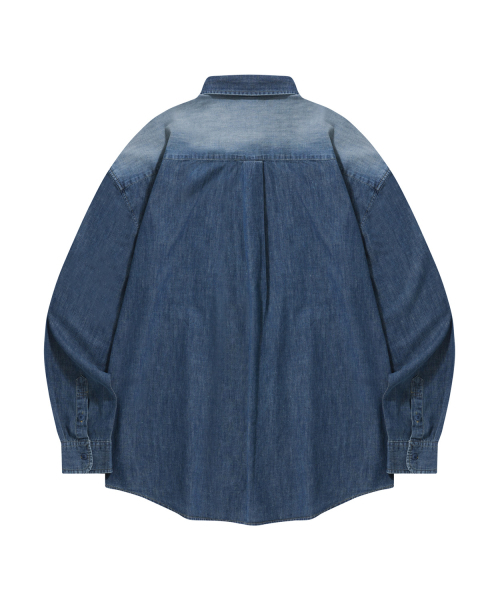 STENDS（ステンズ）の「[M~4XL] フェードウォッシングデニムシャツ_ブルー（シャツ/ブラウス・レディース・その他・XX-LARGE/XXX-LARGE/LARGE/MEDIUM/X-LARGE/XXXX-LARGE）」の2枚目の写真