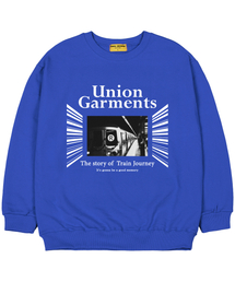 [起毛]レトロオーバーサイズスウェットTシャツブルー