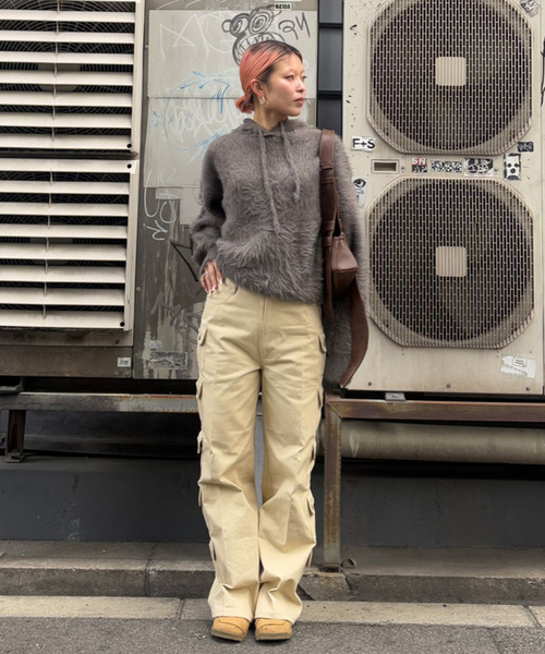 Oriens JOURNAL STANDARD（オリエンス ジャーナルスタンダード）の「ファーファーニットフーディー（ニット/セーター・レディース・グレー/ネイビー・FREE）」の5枚目の写真