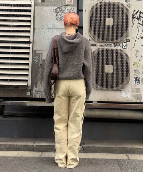 Oriens JOURNAL STANDARD（オリエンス ジャーナルスタンダード）の「ファーファーニットフーディー（ニット/セーター・レディース・グレー/ネイビー・FREE）」の7枚目の写真