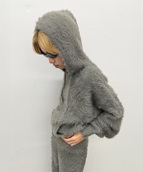 Oriens JOURNAL STANDARD（オリエンス ジャーナルスタンダード）の「ファーファーニットフーディー（ニット/セーター・レディース・グレー/ネイビー・FREE）」の12枚目の写真