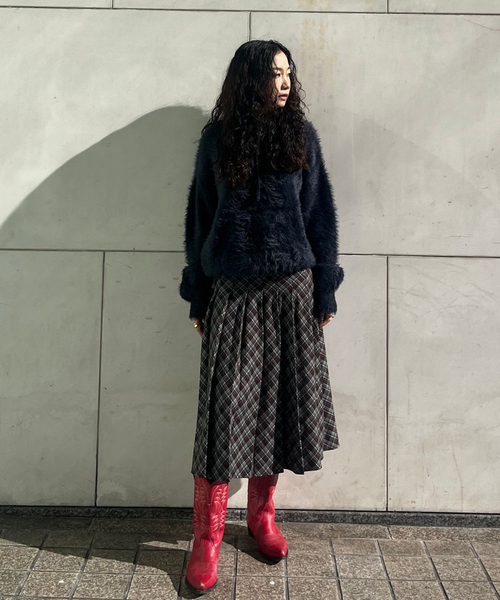 Oriens JOURNAL STANDARD（オリエンス ジャーナルスタンダード）の「ファーファーニットフーディー（ニット/セーター・レディース・グレー/ネイビー・FREE）」の13枚目の写真