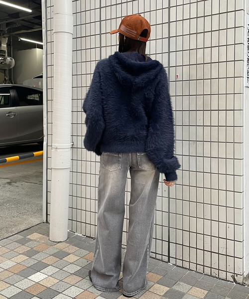 Oriens JOURNAL STANDARD（オリエンス ジャーナルスタンダード）の「ファーファーニットフーディー（ニット/セーター・レディース・グレー/ネイビー・FREE）」の15枚目の写真