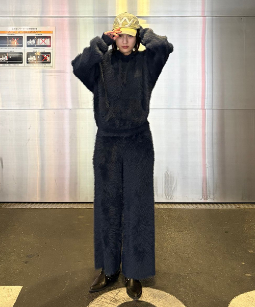 Oriens JOURNAL STANDARD（オリエンス ジャーナルスタンダード）の「ファーファーニットフーディー（ニット/セーター・レディース・グレー/ネイビー・FREE）」の16枚目の写真