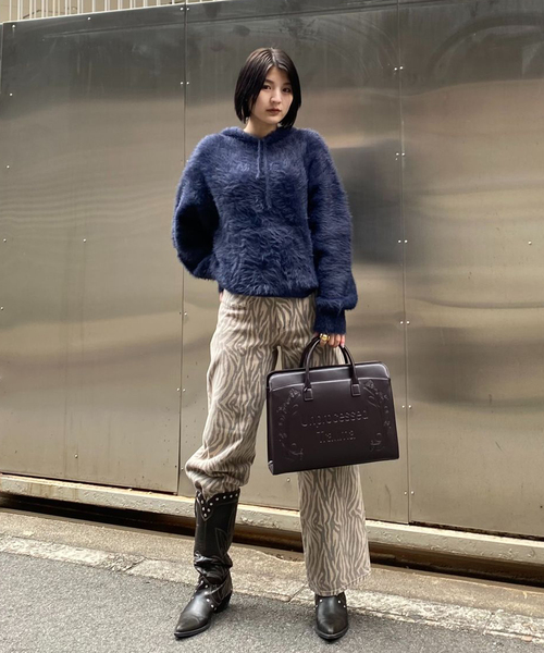 Oriens JOURNAL STANDARD（オリエンス ジャーナルスタンダード）の「ファーファーニットフーディー（ニット/セーター・レディース・グレー/ネイビー・FREE）」の17枚目の写真