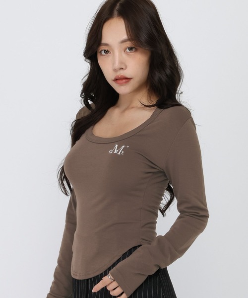 MUCENT(ムセント)の「MUCENT/スクエアネックロングスリーブ(Tシャツ/カットソー・レディース・グレー/ブラック/アイボリー/ピンク/ブラウン/チャコール・FREE)」の5枚目の写真