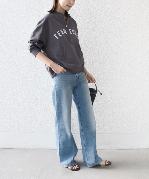 SHIPS（シップス）の「【SHIPS別注】TENNESSEE:〈洗濯機可能〉ハーフ ジップ スウェット（スウェット・レディース・アイボリー/チャコールグレー・ONE SIZE）」の6枚目の写真