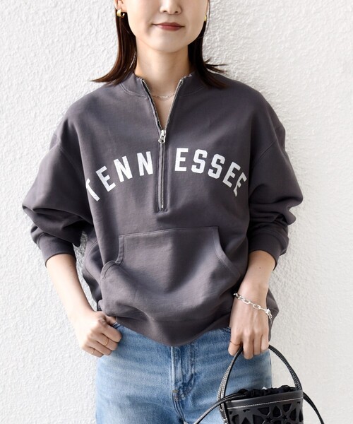 SHIPS（シップス）の「【SHIPS別注】TENNESSEE:〈洗濯機可能〉ハーフ ジップ スウェット（スウェット・レディース・アイボリー/チャコールグレー・ONE SIZE）」の7枚目の写真