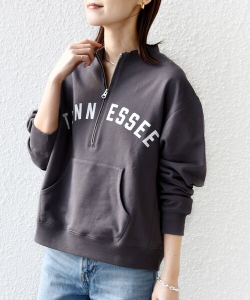 SHIPS（シップス）の「【SHIPS別注】TENNESSEE:〈洗濯機可能〉ハーフ ジップ スウェット（スウェット・レディース・アイボリー/チャコールグレー・ONE SIZE）」の8枚目の写真