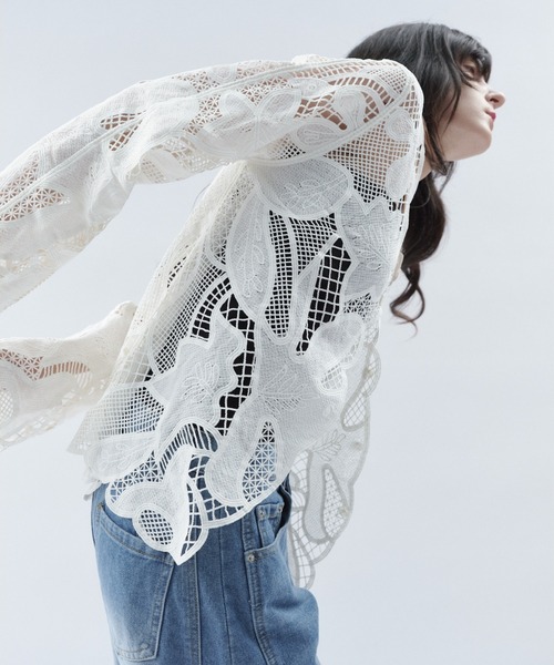 Shelly island（シェリーアイランド）の「レース編みカーディガン（カーディガン/ボレロ・レディース・ホワイト/ブラック・FREE）」の8枚目の写真