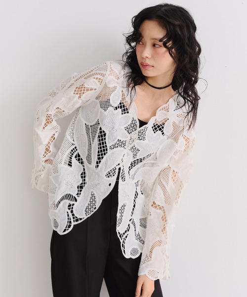 Shelly island（シェリーアイランド）の「レース編みカーディガン（カーディガン/ボレロ・レディース・ホワイト/ブラック・FREE）」の19枚目の写真