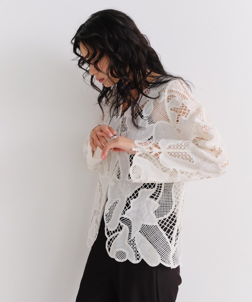 Shelly island（シェリーアイランド）の「レース編みカーディガン（カーディガン/ボレロ・レディース・ホワイト/ブラック・FREE）」の17枚目の写真