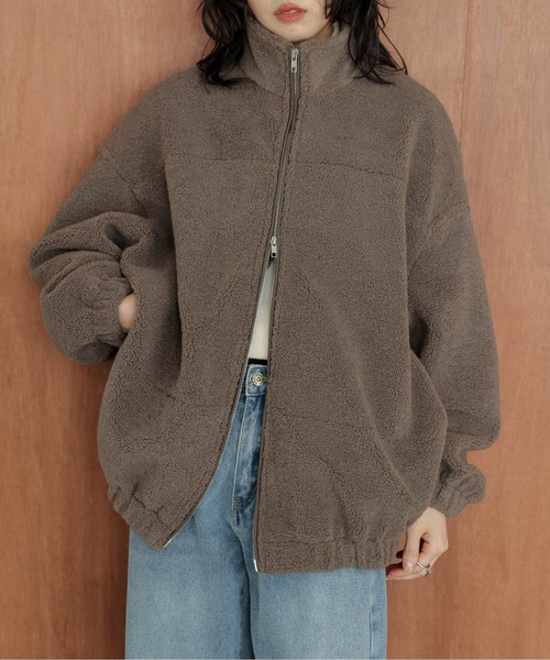 SUGAR BISKET(シュガービスケット)の「スタンドカラーボアジャケット(その他アウター・レディース・チャコールグレー/モカ/アイボリー/ブラック・フリー)」の6枚目の写真