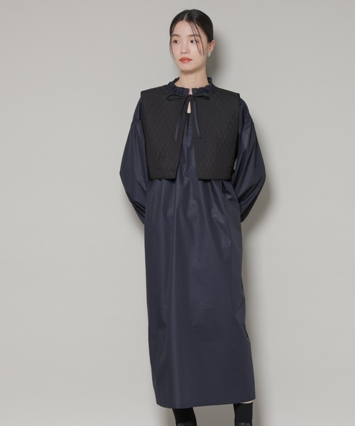 セール】キルティングベスト×ギャザーワンピース アンサンブルセット