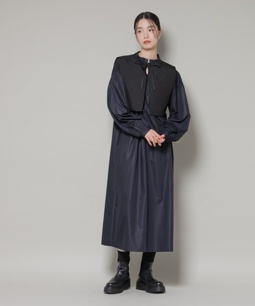 セール】キルティングベスト×ギャザーワンピース アンサンブルセット