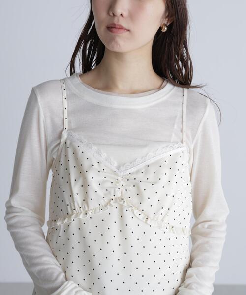 FREE'S MART(フリーズマート)の「◆イレヘムレースキャミワンピース【ドット柄有り】(ワンピース・レディース・ホワイト系その他/ホワイト/ブラック系その他・FREE)」の9枚目の写真