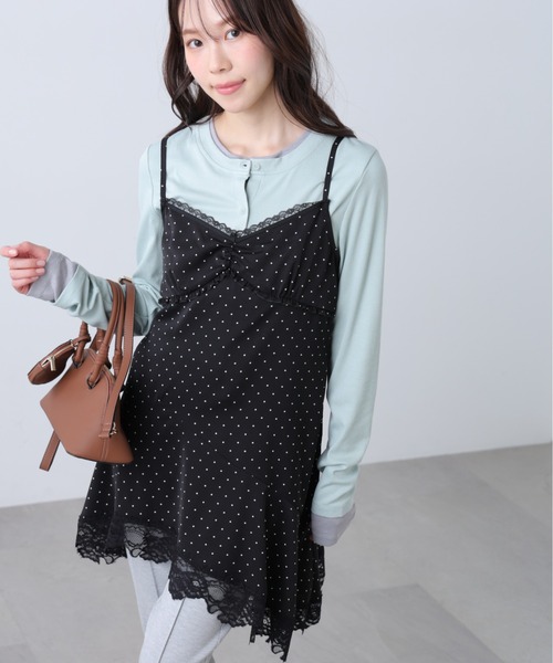 FREE'S MART（フリーズマート）の「◆イレヘムレースキャミワンピース【ドット柄有り】（ワンピース・レディース・ホワイト系その他/ホワイト/ブラック系その他・FREE）」の3枚目の写真