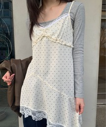 FREE'S MART（フリーズマート）の「◆イレヘムレースキャミワンピース【ドット柄有り】（ワンピース）」