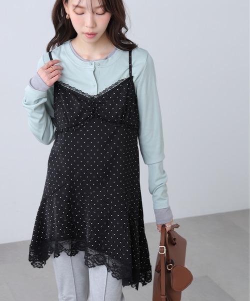 FREE'S MART（フリーズマート）の「◆イレヘムレースキャミワンピース【ドット柄有り】（ワンピース・レディース・ホワイト系その他/ホワイト/ブラック系その他・FREE）」の6枚目の写真