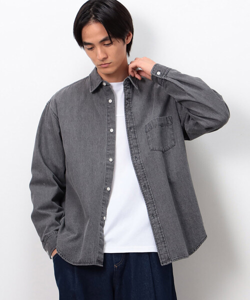 ONIGIRI（オニギリ）の「デニムビックシャツ（シャツ/ブラウス・レディース・グレー/サックスブルー・FREE）」の10枚目の写真