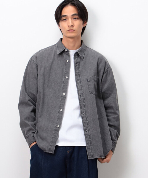 ONIGIRI（オニギリ）の「デニムビックシャツ（シャツ/ブラウス・レディース・グレー/サックスブルー・FREE）」の11枚目の写真