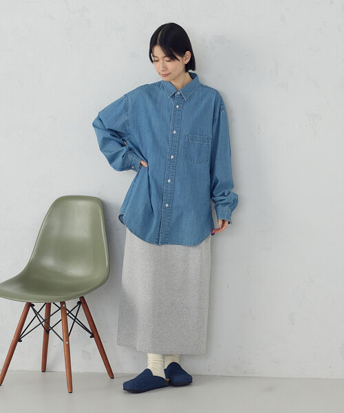 ONIGIRI（オニギリ）の「デニムビックシャツ（シャツ/ブラウス・レディース・グレー/サックスブルー・FREE）」の12枚目の写真