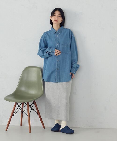 ONIGIRI（オニギリ）の「デニムビックシャツ（シャツ/ブラウス・レディース・グレー/サックスブルー・FREE）」の13枚目の写真