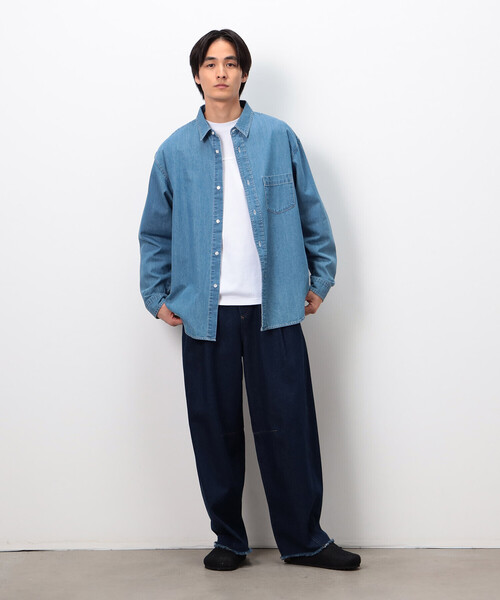 ONIGIRI（オニギリ）の「デニムビックシャツ（シャツ/ブラウス・レディース・グレー/サックスブルー・FREE）」の15枚目の写真