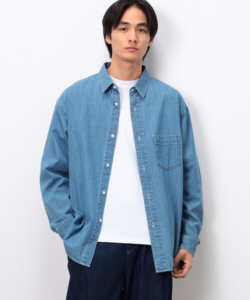 ONIGIRI（オニギリ）の「デニムビックシャツ（シャツ/ブラウス・レディース・グレー/サックスブルー・FREE）」の17枚目の写真