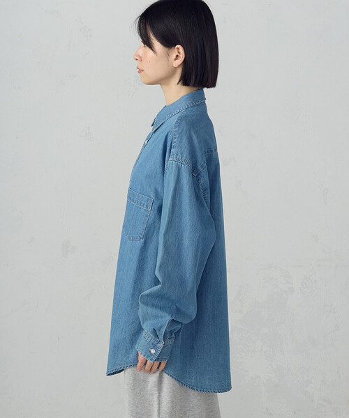 ONIGIRI（オニギリ）の「デニムビックシャツ（シャツ/ブラウス・レディース・グレー/サックスブルー・FREE）」の19枚目の写真