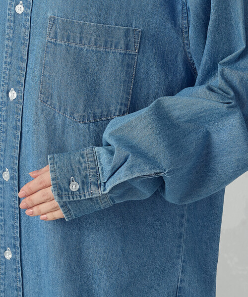 ONIGIRI（オニギリ）の「デニムビックシャツ（シャツ/ブラウス・レディース・グレー/サックスブルー・FREE）」の22枚目の写真
