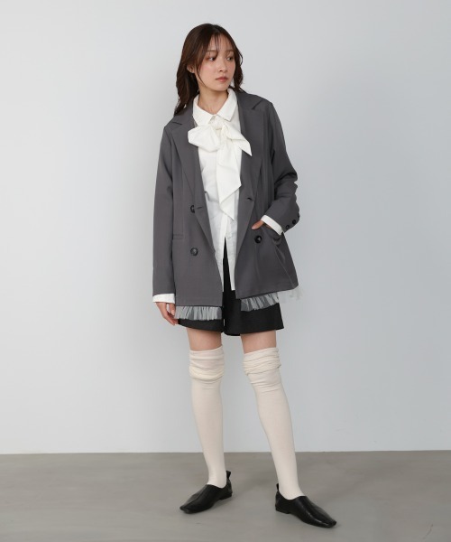 Bab（バブ）の「【スリーピース対応】裾フリルダブルジャケット（その他アウター・レディース・チャコールグレー/ベージュ/A・M）」の4枚目の写真