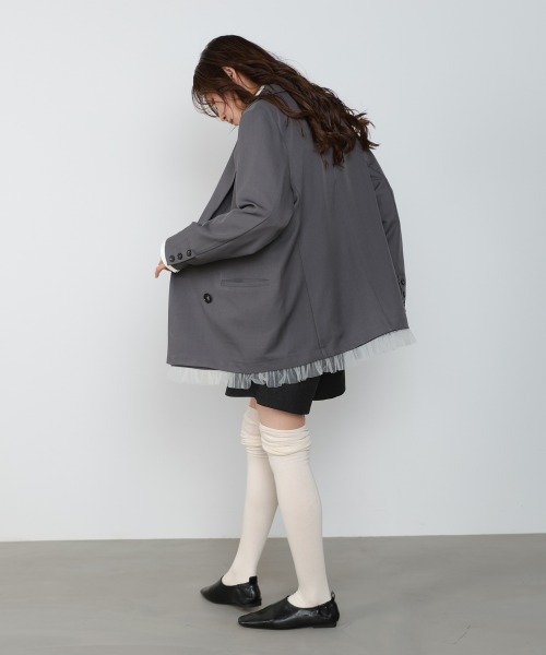 Bab（バブ）の「【スリーピース対応】裾フリルダブルジャケット（その他アウター・レディース・チャコールグレー/ベージュ/A・M）」の6枚目の写真