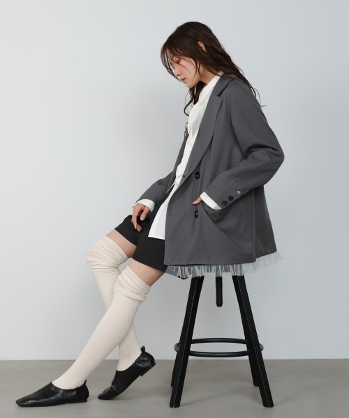 Bab（バブ）の「【スリーピース対応】裾フリルダブルジャケット（その他アウター・レディース・チャコールグレー/ベージュ/A・M）」の8枚目の写真