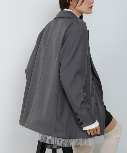 Bab（バブ）の「【スリーピース対応】裾フリルダブルジャケット（その他アウター・レディース・チャコールグレー/ベージュ/A・M）」の9枚目の写真