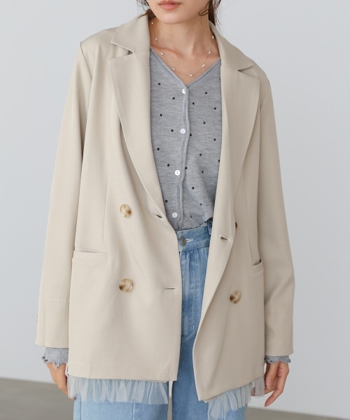 Bab（バブ）の「【スリーピース対応】裾フリルダブルジャケット（その他アウター・レディース・チャコールグレー/ベージュ/A・M）」の11枚目の写真