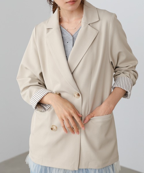 Bab（バブ）の「【スリーピース対応】裾フリルダブルジャケット（その他アウター・レディース・チャコールグレー/ベージュ/A・M）」の13枚目の写真