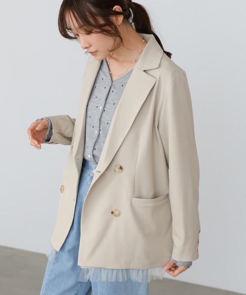 Bab（バブ）の「【スリーピース対応】裾フリルダブルジャケット（その他アウター・レディース・チャコールグレー/ベージュ/A・M）」の15枚目の写真