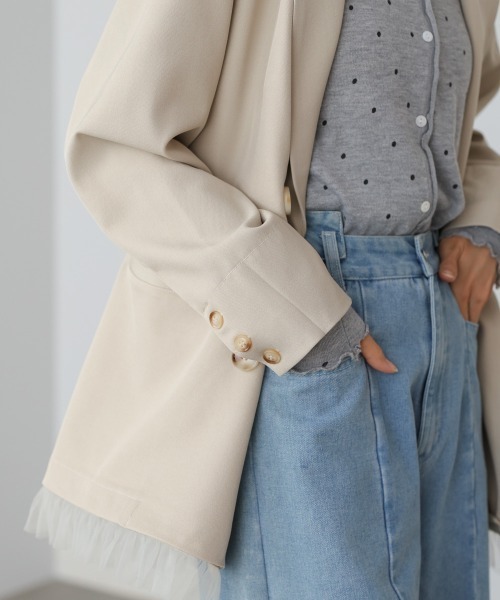 Bab（バブ）の「【スリーピース対応】裾フリルダブルジャケット（その他アウター・レディース・チャコールグレー/ベージュ/A・M）」の16枚目の写真