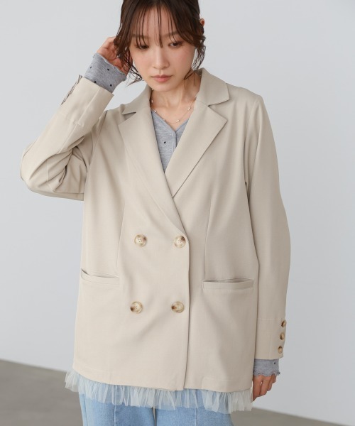 Bab（バブ）の「【スリーピース対応】裾フリルダブルジャケット（その他アウター・レディース・チャコールグレー/ベージュ/A・M）」の17枚目の写真