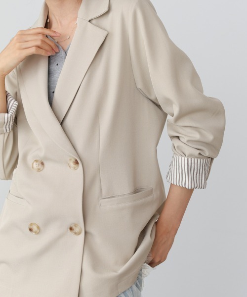 Bab（バブ）の「【スリーピース対応】裾フリルダブルジャケット（その他アウター・レディース・チャコールグレー/ベージュ/A・M）」の18枚目の写真