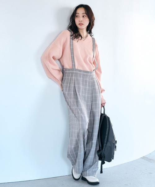 Elura（エルーラ）の「映えラクサロペット/634731（サロペット/オーバーオール・レディース・ネイビー/ライトグレー/チェック・FREE）」の3枚目の写真